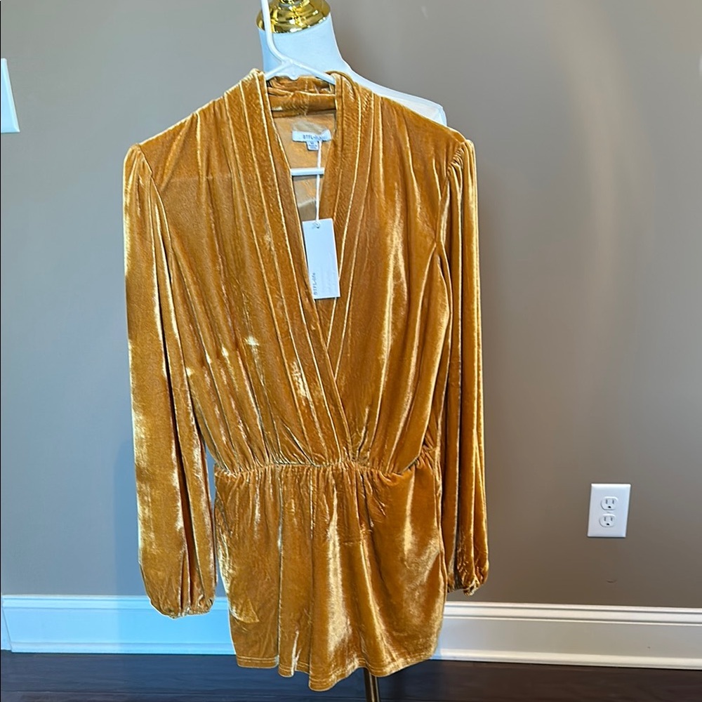 NWT Boutique Mustard Velvet Romper Size L